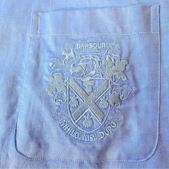 Barbour Tailored Shirt Blue L/S Button Front Nihilo Nisi Duro Large - Picture 5 of 10